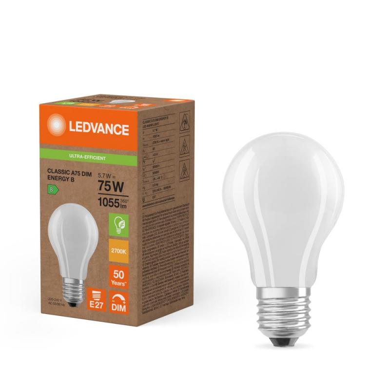 Ledvance E27 effiziente dimmbare LED Lampe Classic matt 5,7W wie 75W 2700K warmweißes Licht